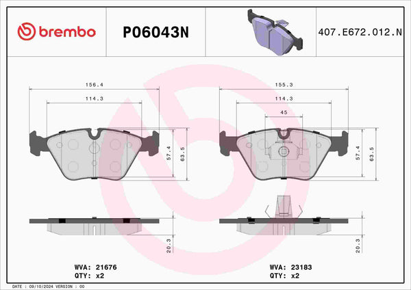 Brembo P06043 N Front Brake Pad