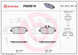 Brembo OE Prem NAO Ceramic Pads (Front) - 14-20 BMW i3/18-20 i3s by Brembo P06091N-BRE