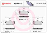 Brembo OE Ceramic Brake Pads (Rear) - 01-02 Infiniti G20/2001 I30/01-02 Maxima/01-06 Sentra by Brembo P10005N-BRE