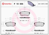 Brembo OE LowMet Brake Pads (Rear) - 01-02 Infiniti G20/2001 I30/02-04 I35/2001 Nissan Altima by Brembo P10005-BRE
