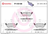 Brembo OE Prem NAO Ceramic Pads (Rear) - 01-07 Chrysler Town & Country/Dodge Caravan by Brembo P11014N-BRE