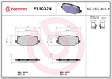 Brembo OE Prem NAO Ceramic Pads - 12-16 Chrysler Town & Country by Brembo P11032N-BRE