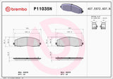 Brembo OE Prem NAO Ceramic Pads (Front) - 20-23 Jeep Gladiator/18-23 Wrangler/09-14 VW Routan ont by Brembo P11035N-BRE