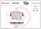 Brembo OE Prem NAO Ceramic Pads (Rear) - 09-20 Dodge Challenger/06-20 Charger by Brembo P23175N-BRE