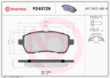 Brembo OE Prem NAO Ceramic Pads (Front) - 11-19 Ford Fiesta by Brembo P24072N-BRE