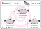 Brembo OE LowMet Brake Pads (Rear) - 20-22 Ford Edge/17-19 Escape/13-20 Fusion/20-22 Lincoln Corsair by Brembo P24201-BRE