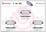 Brembo OE PRIME LowMet Brake Pads (Rear) - 09-17 Hyundai Azera/11-15 Sonata/Kia Optima by Brembo P30054-BRE