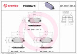 Brembo OE Prem NAO Ceramic Pads (Rear) - 12-20 Hyundai Accent by Brembo P30067N-BRE