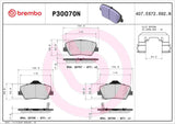 Brembo OE Prem NAO Ceramic Pads (Front) - 12-17 Hyundai Azera/10-12 Santa Fe by Brembo P30070N-BRE