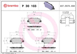 Brembo OE PRIME LowMet Brake Pads (Rear) - 21-22 Hyundai Accent/19-24 Nexo/2016 Sonata/2019 Sonata by Brembo P30103-BRE