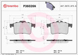 Brembo OE Prem NAO Ceramic Pads (Rear) - 10-15 Jaguar XF/XFR/13-15 XFR-S/10-16 XJ by Brembo P36026N-BRE