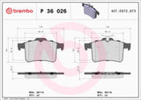 Brembo OE Prem LowMet Pads (Rear) - 10-15 Jaguar XF/XFR/13-15 XFR-S/10-16 XJ by Brembo P36026-BRE