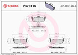 Brembo OE Prem NAO Ceramic Pads (Rear) - 06-10 Jeep Commander/05-10 Grand Cherokee by Brembo P37011N-BRE