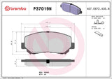 Brembo OE Prem NAO Ceramic Pads (Front) - 15-17 Chrysler 200/14-20 Jeep Cherokee by Brembo P37019N-BRE