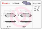 Brembo OE PRIME Ceramic Brake Pads (Rear) - 18-24 Jeep Wrangler by Brembo P37026N-BRE