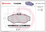 Brembo OE Prem NAO Ceramic Pads (Front) - 99-04 Land Rover Disco/95-02 Range Rover by Brembo P44008N-BRE
