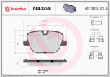 Brembo OE Prem NAO Ceramic Pads (Rear) - 10-12 Range Rover/10-13 Range Rover Sport by Brembo P44025N-BRE