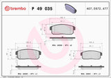 Brembo OE PRIME LowMet Brake Pads (Rear) - 04-11 Mazda RX-8/02-04 Nissan Sentra by Brembo P49035-BRE