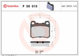 Brembo OE Prem LowMet Pads (Rear) - 86-87 Mercedes 190E by Brembo P50013-BRE