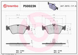 Brembo OE Prem NAO Ceramic Pads (Front) - 99-00 Mercedes C230/96-00 C280/96-97 E300 by Brembo P50023N-BRE