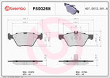 Brembo OE NAO Brake Pads (Front) - Mercedes by Brembo P50026N-BRE