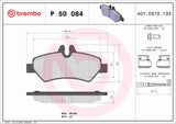 Brembo OE Prem LowMet Pads (Rear) - 07-08 Dodge Sprinter 2500/10-18 Mercedes Sprinter 2500 by Brembo P50084-BRE