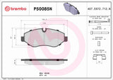 Brembo OE Prem NAO Ceramic Pads (Front) - 07-09 Dodge Sprinter 2500/16-19 Mercedes Metris by Brembo P50085N-BRE