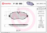 Brembo OE Prem LowMet Pads (Front) - 16-19 Mercedes Metris/10-18 Sprinter 2500 by Brembo P50085-BRE
