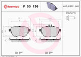 Brembo OE Prem LowMet Pads (Rear) - Mercedes by Brembo P50136-BRE
