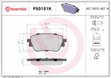 Brembo OE NAO Brake Pads (Rear) - Mercedes by Brembo P50151N-BRE
