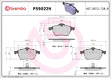 Brembo OE Prem NAO Ceramic Pads (Front) - 1999 Saab 9-5/06-09 9-5/1997 900 by Brembo P59022N-BRE