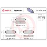 Brembo OE Prem NAO Ceramic Pads (Rear) - 16-19 Buick Cascada by Brembo P59080N-BRE