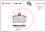 Brembo OE Prem LowMet Pads (Rear) - Audi by Brembo P85013-BRE