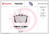 Brembo OE Prem NAO Ceramic Equivalent Pads Rear) - 00-02 Audi S4/01-03 S8/00-06 TT by Brembo P85020N-BRE
