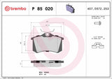 Brembo OE Prem LowMet Pads (Rear) - 10-13 Audi A3 by Brembo P85020-BRE