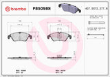 Brembo OE Prem NAO Ceramic Equivalent Pads (Front) - Audi by Brembo P85098N-BRE