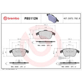 Brembo OE NAO Brake Pads (Front) - 17-18 VW Passat/Tiguan/ Audi Q3/Q3 Quattro by Brembo P85112N-BRE