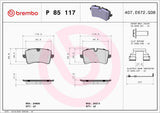 Brembo OE Prem LowMet Equivalent Pads (Rear) - Audi by Brembo P85117-BRE
