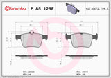 Brembo OE Brake Pads (Rear) - 16-18 Audi A3 Sportback e-tron/15-17 Walkswagen e-Golf by Brembo P85125E-BRE