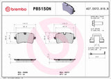 Brembo OE Prem NAO Ceramic Pads (Rear) - Audi by Brembo P85150N-BRE