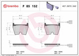 Brembo OE Prem LowMet Equivalent Pads (Front) - Audi by Brembo P85152-BRE