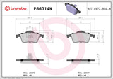 Brembo OE Prem NAO Ceramic Pads (Rear) - 01-09 Volvo S60/99-06 S80/00-07 V70/03-07 XC70 by Brembo P86014N-BRE