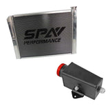 SPA Performance 26.8x19.6" Lightweight Late Model Radiator (Double Pass) w/ Power Steering Tank Firewall Mount w/ Red Cap (Right Inlet) by SPA Performance CMBDRTUS005