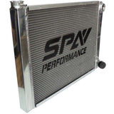SPA Performance 26.8x19.6" Lightweight Late Model Radiator (Double Pass) w/ Power Steering Tank Firewall Mount w/ Black Cap (Right Inlet) by SPA Performance CMBDRTUS007