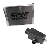 SPA Performance 26.8x19.6" Lightweight Late Model Radiator (Double Pass) w/ Power Steering Tank Firewall Mount w/ Black Cap (Right Inlet) by SPA Performance CMBDRTUS007