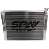SPA Performance 26.8x19.6" Lightweight Late Model Radiator (Double Pass) w/ Power Steering Tank Firewall Mount w/ Black Cap (Right Inlet) by SPA Performance CMBDRTUS007