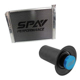 SPA Performance 26.8x19.6" Lightweight Late Model Radiator (Double Pass) w/ Remote Fill Tank (Blue Cap) by SPA Performance CMBDRTUS009