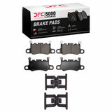 Dynamic Friction 2015-2019 Porsche 911 Rear 5000 Advanced Semi Metallic Brake Pads and Hardware Kit by Dynamic Friction Company 1551-1740-02