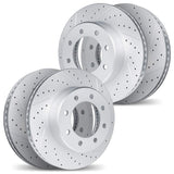Dynamic Friction 2011-2025 Chevrolet Silverado 3500 HD Front & Rear Drilled & Slotted Geoperformance Rotors by Dynamic Friction Company 2004-48062