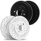 Dynamic Friction 2015-2020 Honda Fit Front & Rear Drilled & Slotted Geoperformance Rotors includes Drums by Dynamic Friction Company 2004-59061